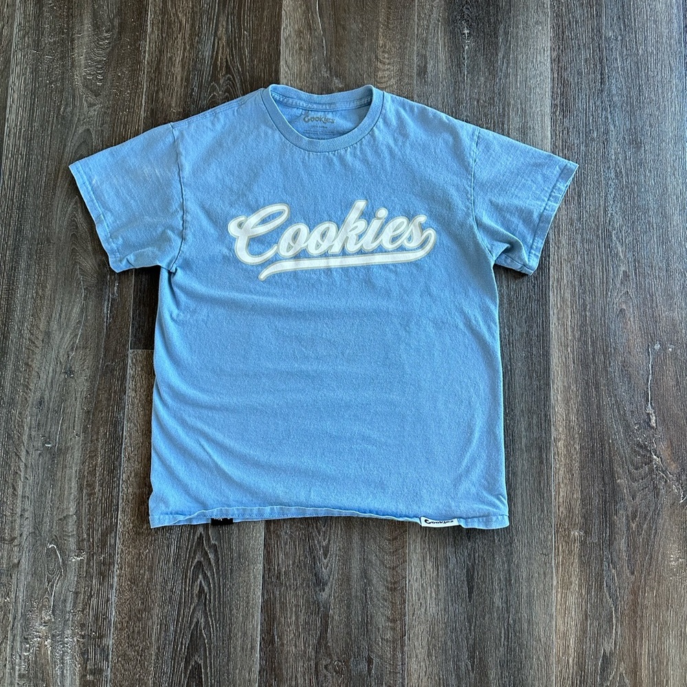 Light Blue Short Sleeve Tee with Bold Graphic